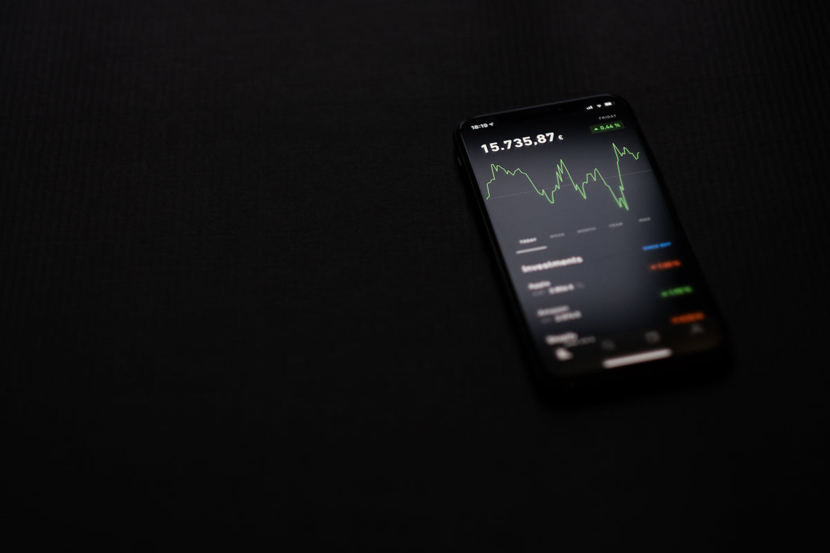 a cell phone with a graph on it